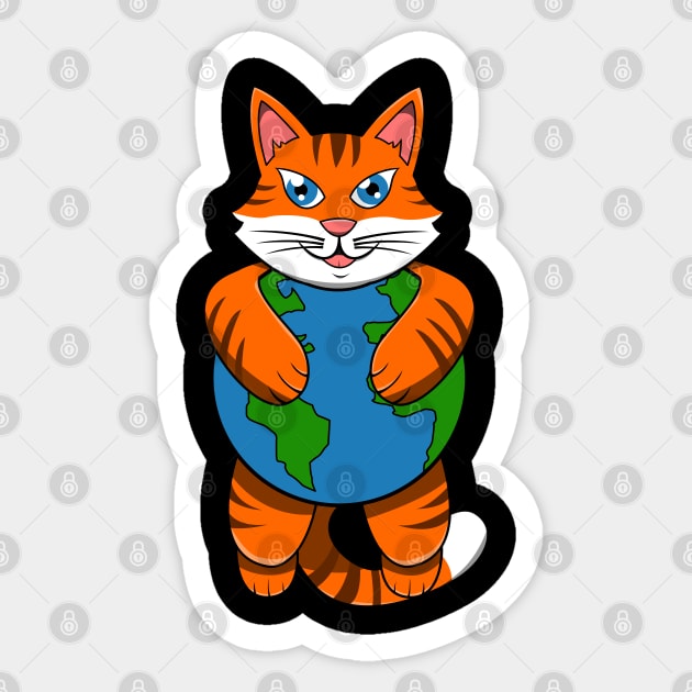 Earth Day 2019 Funny Cat Maine Coon Men Women Kids Sticker by jkshirts
